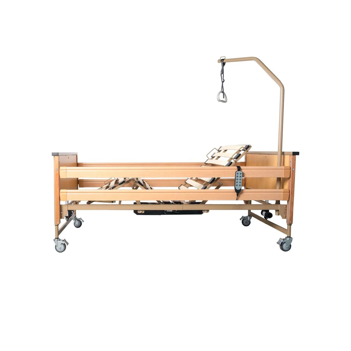 Ausilium Virgo Letto Ospedaliero Elettrico Pieghevole Metallo Legno Ruote Freni Elevazione Elettrica