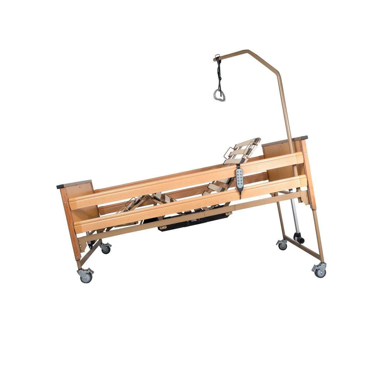 Ausilium Virgo Letto Ospedaliero Elettrico Pieghevole Metallo Legno Ruote Freni Elevazione Elettrica
