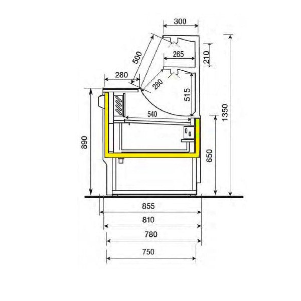 BANCO VENDITA REFRIGERATO STATICO CALIFORNIA P.81 +2+4° VETRO DRITTO