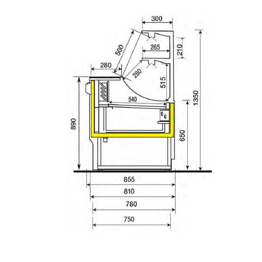 BANCO VENDITA REFRIGERATO STATICO CALIFORNIA P.81 +2+4° VETRO DRITTO
