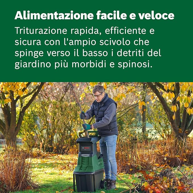 Bosch Biotrituratore a turbina AXT 25 TC (2500 W; idoneo per legno e residui resistenti; con guanti da giardinaggio inclusi; cesto di raccolta integrato da 53 l)– Amazon Edition