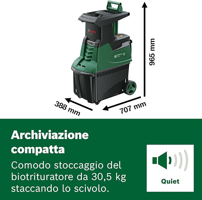Bosch Biotrituratore a turbina AXT 25 TC (2500 W; idoneo per legno e residui resistenti; con guanti da giardinaggio inclusi; cesto di raccolta integrato da 53 l)– Amazon Edition