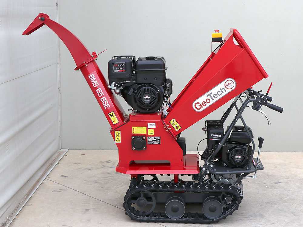 GeoTech-Pro BMS155 BSE - Biotrituratore semovente a cingoli su motocarriola GeoPorter 330E BS - Motore B&S XR2100