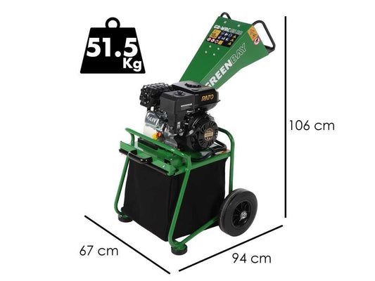 GreenBay GB-WRC 55 RB - Biotrituratore a scoppio - Motore a benzina RATO R210-A da 7 HP