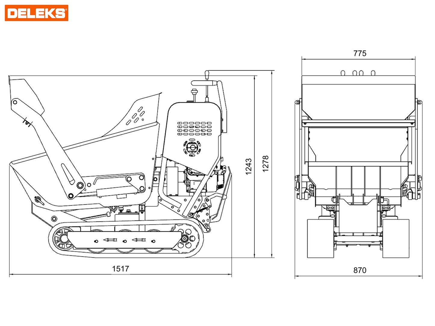 Mini Dumper cingolato idrostatico, motore Briggs&Stratton, E-start